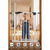 Wellgro Bebek Güvenlik Kapısı Otomatik Kilit, Çift Emniyetli 75-85 cm Beyaz