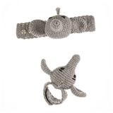WellGro Cuddly Amigurumi Gri Fil Çıngıraklı Bileklik Oyuncak