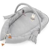 WellGro Gri Pamuk Malzemeden Üretilmiş Melek Kanatlı Anne Yanı Bebek Yatağı Babynest 110x70 cm