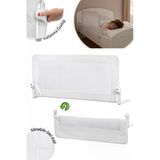 Wellgro Premium 120X65 Cm Deri Kılıflı Yatak Bariyeri, Katlanır Yatak Korkuluğu, Beyaz