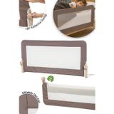 Wellgro Premium 120X65 Cm Deri Kılıflı Yatak Bariyeri, Katlanır Yatak Korkuluğu, Kahve
