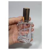 wellLine (1 ADET) Cam Yeniden Doldurulabilir Sprey Kolonya Parfüm Şişesi 50 ml - Boş Şişe Gold Kapaklı