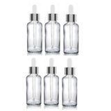 Wellline 30 Cc Cam Damlalıklı Şeffaf Şişe [30 Cc=30Ml X 6 Adet] / Ecza Şişesi/Dropper Şişe Gümüş Renk Kapk 8697431732185