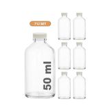 wellLine 7 Adet 50 ML Şişe Cam Mini Plastik Kapaklı Kavanoz Kışlık Karışım İksir Şişesi