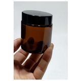 wellLine Amber 10 adet 100ml Boş Kavanoz, Krem Ve Mum Için Uygun Cam Siyah Kapaklı Kavanoz
