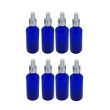 Wellline mavi Cam Damlalık Şişesi-Renkli Cam Fısfıs Şişe-50 Ml-Kolonya Şişesi-8 Adet