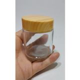 wellLine Şeffaf 2'li 100ml Boş Kavanoz, Krem Ve Mum Için Uygun Cam bambu Kapaklı Kavanoz