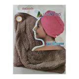 Wellmop Mikrofiber Düğmeli Saç Havlusu Kahverengi