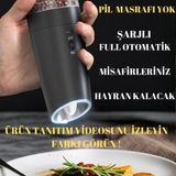 Wellq Şarjlı Otomatik Işıklı Sensörlü Yeni Nesil Tuz ve Karabiber Baharat Öğütücü