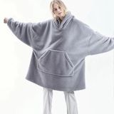 Wellsoft Kapşonlu Giyilebilir Tv Battaniyesi Unisex Over Size 85 x 85 cm Gri Polyester