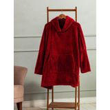 Wellsoft Kapşonlu Giyilebilir Tv Battaniyesi Unisex Over Size - Kırmızı