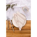 Wellstil Bohem | 6'lı Kahverengi Çizgili Keten Peçete - Açık Kahverengi - 40 x 40 cm
