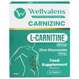 Wellvalens Carnizinc L-Carnitine 1000 mg & Zinc Gluconate 50 mg 30 Tablet