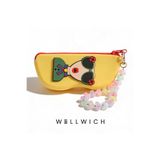 wellwich Silikon Kalemlik ve Gözlük Kılıfı Çok Amaçlı Fermuarlı Organizer Sarı Renk Bileğe Takmalı Kalpli Aksesuar