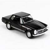 Welly 43768 1/34-1/39 Ölçek Mercedes Benz 230SL, Siyah, Çek-Bırak Mekanizmalı Oyuncak Metal Araba