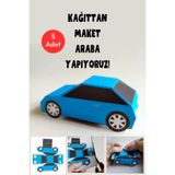 Welly Jones Kağıttan Maket Araba Yapıyoruz Şablonu, 5 Adet A4 Boyutta Kalın ve Sert Kağıt.