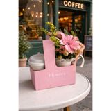 weloveis Çiçek & Kahve çanta - Pembe Kraft - 10 Adet