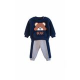 Welsoft Ayıcıklı Unisex Bebek Lacivert Eşofman Takım (6-9 AY)