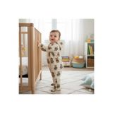 Welsoft Kışlık Peluş Bebek Tulumu | Ayıcık Nakışlı Kalın Yumuşacık Kapüşonlu Unisex Tulum 029