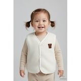 Welsoft Kız Bebek Çocuk Çıtçıtlı Yelek Yumuşak Dokulu,Ayıcık Armalı,Peluş Bebek Yeleği 6-36 Ay (Krem)