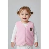 Welsoft Kız Bebek Çocuk Çıtçıtlı Yelek Yumuşak Dokulu,Ayıcık Armalı,Peluş Bebek Yeleği 6-36 Ay (Pembe)