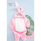 Welsoft Kız Pembe Tavşan Yumuşak Peluş Fermuarlı Bebek Tulumu - 4 Yaş - Açık Pembe