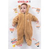 Welsoft Peluş Fermuarlı Kışlık Unisex Kız Erkek Bebek Uyku Tulumu Bebek Tulumu Çocuk Tulumu