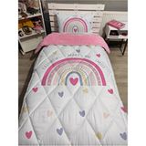 Welsoft Pofuduk Çift Taraflı Tek Kişilik Yorgan Uyku Seti Pamuk Polyester Gökkuşağı Desenli