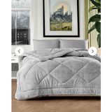 Welsoft Silikon Yorgan Çift Kişilik (Atık Malzeme Içermez) Yumuşak Bir Dokunuş / Kışlık - Yazlık ve Yatak Örtüsü Bir Arada - 195 x 215 cm - 27 Gri