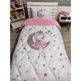 Welsoft Tek Kişilik Yorgan Uyku Seti Çiçek Desenli Beyaz Çift Taraflı Pamuk Polyester 155 x 215 cm