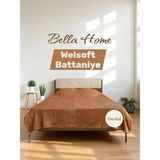 Welsoft Yumuşak Battaniye Düz Renk Battaniye Çift Kişilik - 200 x 220 cm - Hardal