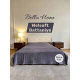 Welsoft Yumuşak Battaniye Düz Renk Battaniye Çift Kişilik - 200 x 220 cm - Koyu Gri