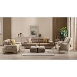 Weltew Home Carmen Koltuk Takımı 3+3+1 - Kahverengi - Krem