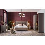 Weltew Home Florya Bazalı ve Karyolalı Yatak Odası Takımı - Vizon