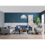 Weltew Home Stil Modern Koltuk Takımı 3+3+1+1 Mavi - Gri Keten Malzeme ile 228 cm Genişlik - Açık Gri - Mavi