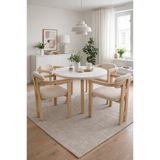 weltwood 4 Kişilik Butterfly Yemek Masası ve 4 İskandinav Sandalye | 103 cm Çap MDF Masa Tablası | %100 Ham Kayın Ağacından Malzeme