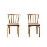 WELTWOOD İtalyan – Modern kavisli ahşap yemek sandalyesi – 2'li set, İskandinav orta yüzyıl tarzı, yastıklı koltuklar, doğal ahşap vurgu, yemek odası veya küçük alanlar için