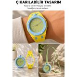 Weluxa Çıkarılabilir Tasarım 45 mm Kasa Silikon Kordon Pop-Art Unisex Genç Kol Saati ve Okul Çantası Aksesuarı Gizli Saniye