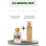 Wemara Sun Glow Kadın Edp 50 ml + Wemara Taşlı Body Mist Gold Kissed Gold Taş