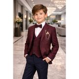 WENA KİDS Çocuk Yelekli Takım Elbise Suit Smokin TAKIM BORDO
