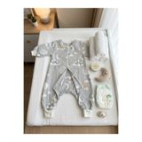 Wenaris Ağlı Çıtçıtlı Tam Açılır Kollu Uyku Tulumu, %100 Doğal Pamuk, Çift Kat Pazen, Unisex, 1.0 Tog, 0-6 Ay, Gri