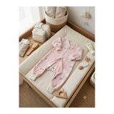 Wenaris Ağlı Çıtçıtlı Tam Açılır Kollu Uyku Tulumu, %100 Doğal Pamuk, Çift Kat Pazen, Unisex, 1.0 Tog, Pembe, 6-12 Ay