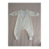 Wenaris Kollu Baharık Uyku Tulumu, 6-7 Yaş, Unisex, Beyaz, Siyah Kalp Desen, %100 Pamuk