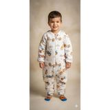 Wenaris Kollu Elyaflı 2.5 TOG Uyku Tulumu, %100 Doğal Pamuk, Çift Kat Pazen, Unisex, 7-8 Yaş, Ekru