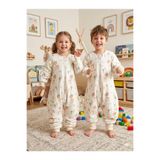 Wenaris Kollu Elyaflı Uyku Tulumu, %100 Doğal Pamuk, Çift Kat Pazen, Unisex, Ekru, 7-8 Yaş