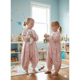 Wenaris Kollu Uyku Tulumu %100 Doğal Pamuk Çift Kat Pazen Özel Kumaş Unisex 1.0 Tog 20-24 Derece - Pembe