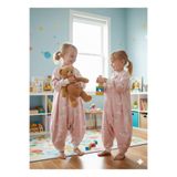 Wenaris Kollu Uyku Tulumu, %100 Doğal Pamuk, Çift Kat Pazen, Unisex, 7-8 Yaş, Pembe