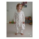 Wenaris Kollu Yazlık Tek Kat Müslin Uyku Tulumu, 0.5 Tog, %100 Pamuk, Kırmızı Kalp Desenli, 6-7 Yaş, Unisex