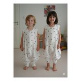 Wenaris Yazlık Müslin Uyku Tulumu, 0.5 Tog, Tek Katlı, Siyah Kalp Desenli, Unisex, 7-8 Yaş