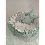 Wenaris Yuvarlak Babynest Bulut Yastık ve Yıldız Yastık - Yeşil